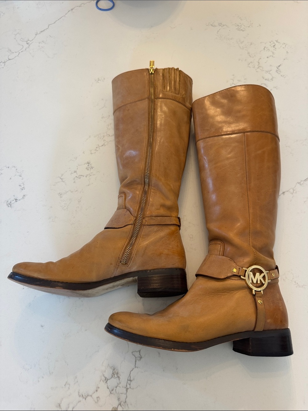 Michael Kors Tan Heeled Boots with Classic Design